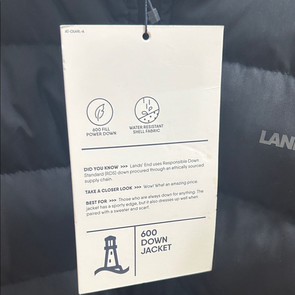 Lands' End 600 Down Black Jacket - Picture 2 of 7